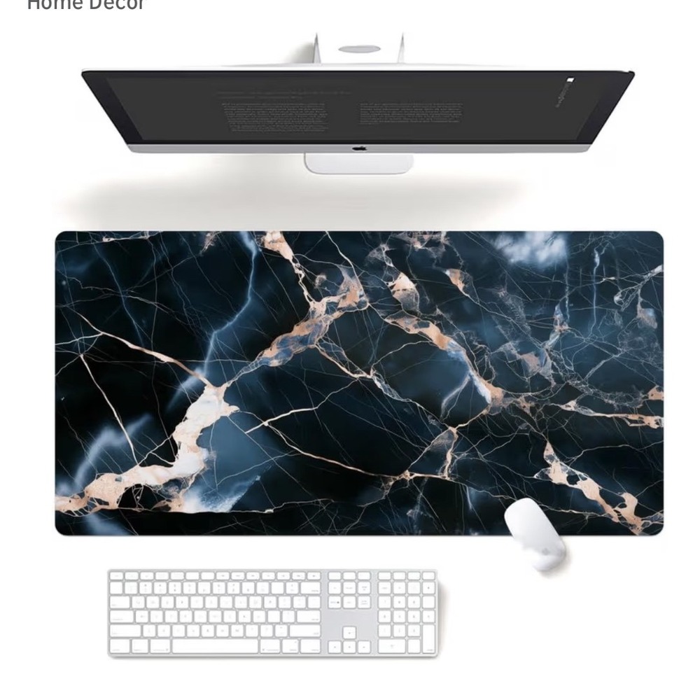 Blue Black Marble Desk Mat XL Gaming Mousepad 31.5x15.7in Non-Slip Rubber Base‎